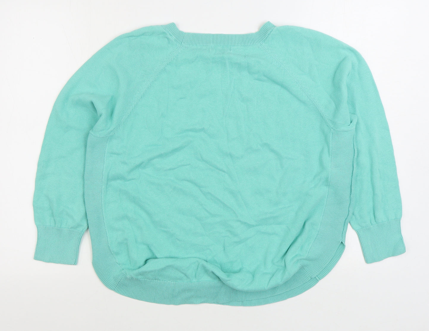 Damart Womens Green Round Neck Cotton Pullover Jumper Size M