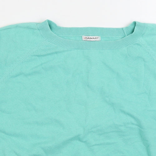 Damart Womens Green Round Neck Cotton Pullover Jumper Size M