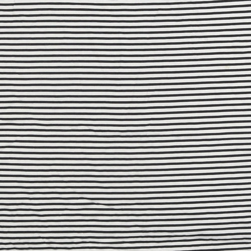 Janina Womens Black Striped Cotton Basic T-Shirt Size 18 Boat Neck