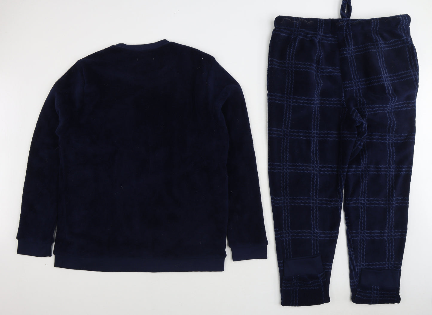 Primark Mens Blue Plaid Polyester Pyjama Set Size L Pullover - Less Monday More Sunday