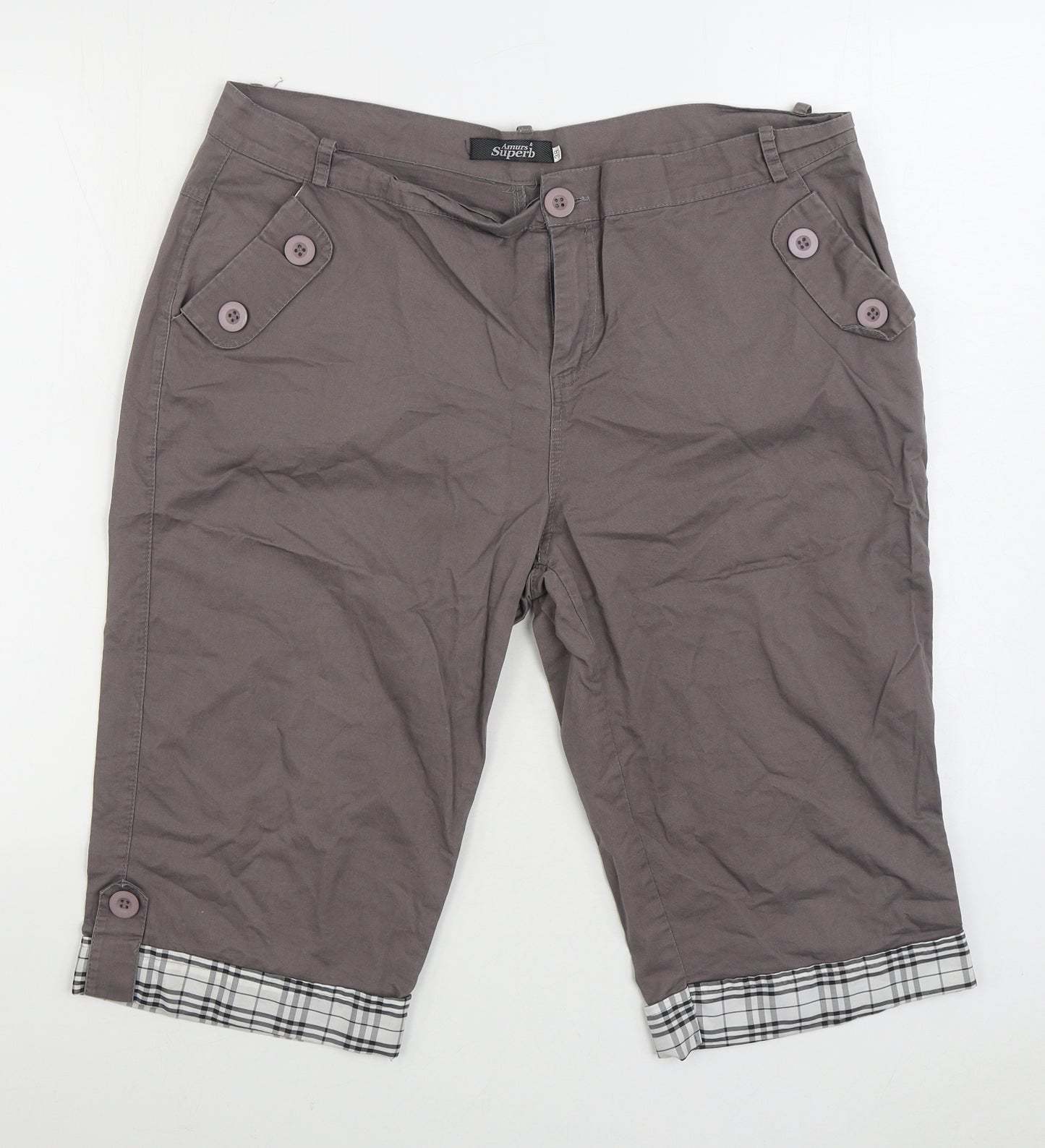 Amurs & superb Womens Brown 100% Cotton Cargo Shorts Size 10 L14 in Regular Zip