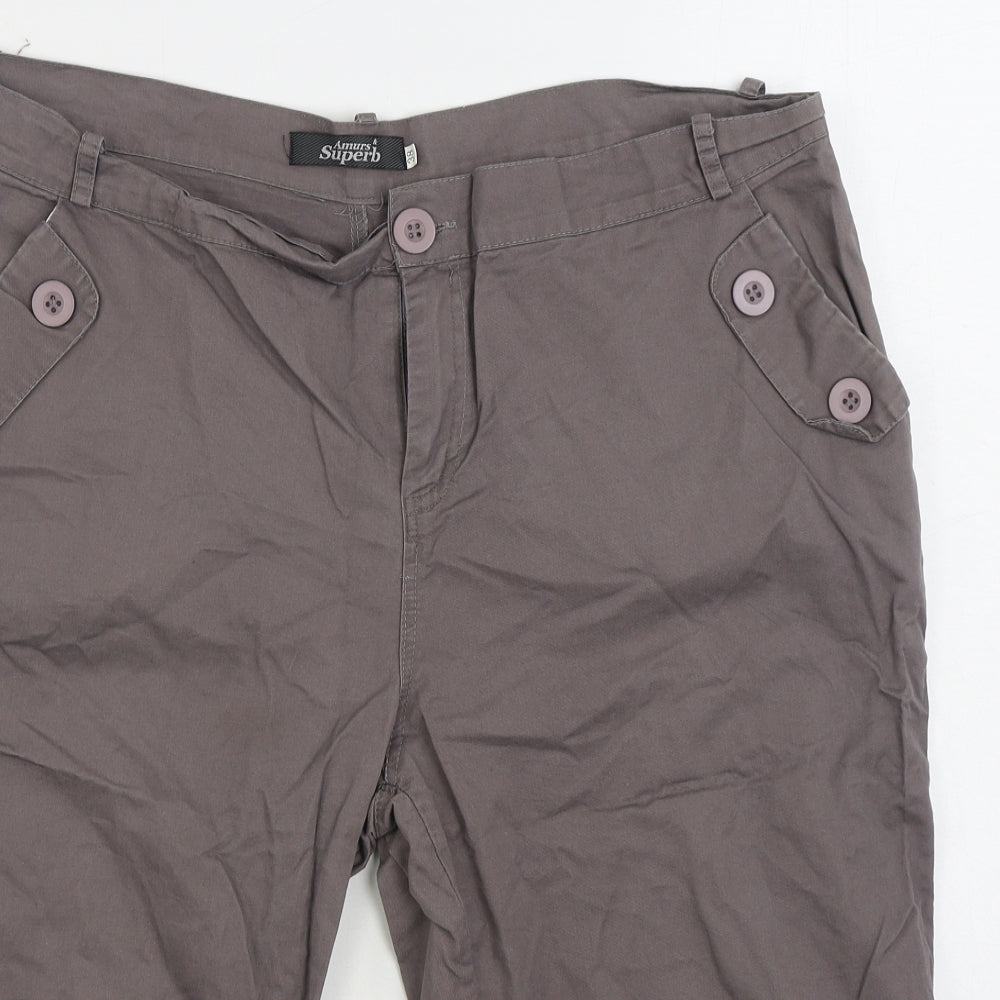 Amurs & superb Womens Brown 100% Cotton Cargo Shorts Size 10 L14 in Regular Zip