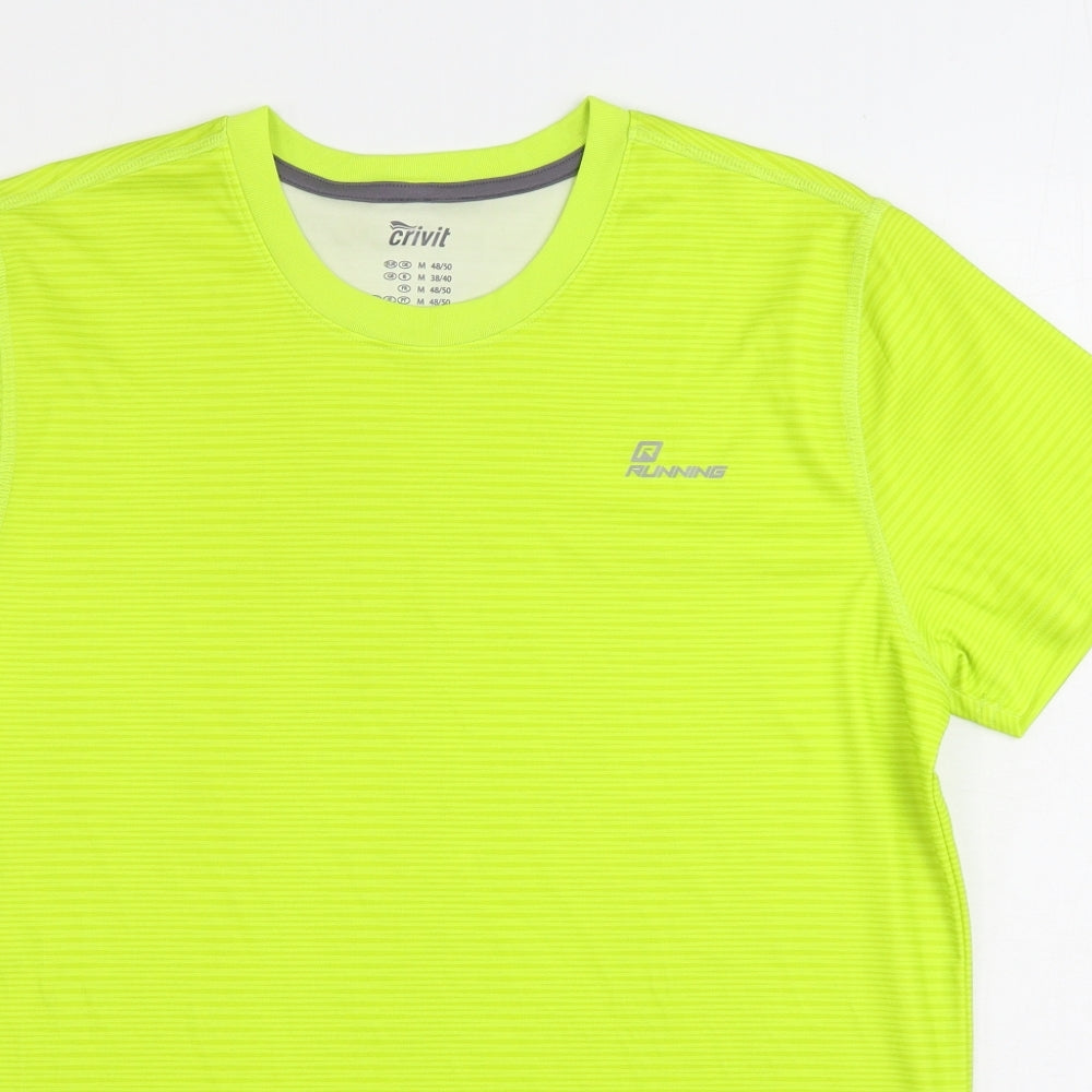 Crivit Mens Green Polyester Basic T-Shirt Size M Round Neck Pullover