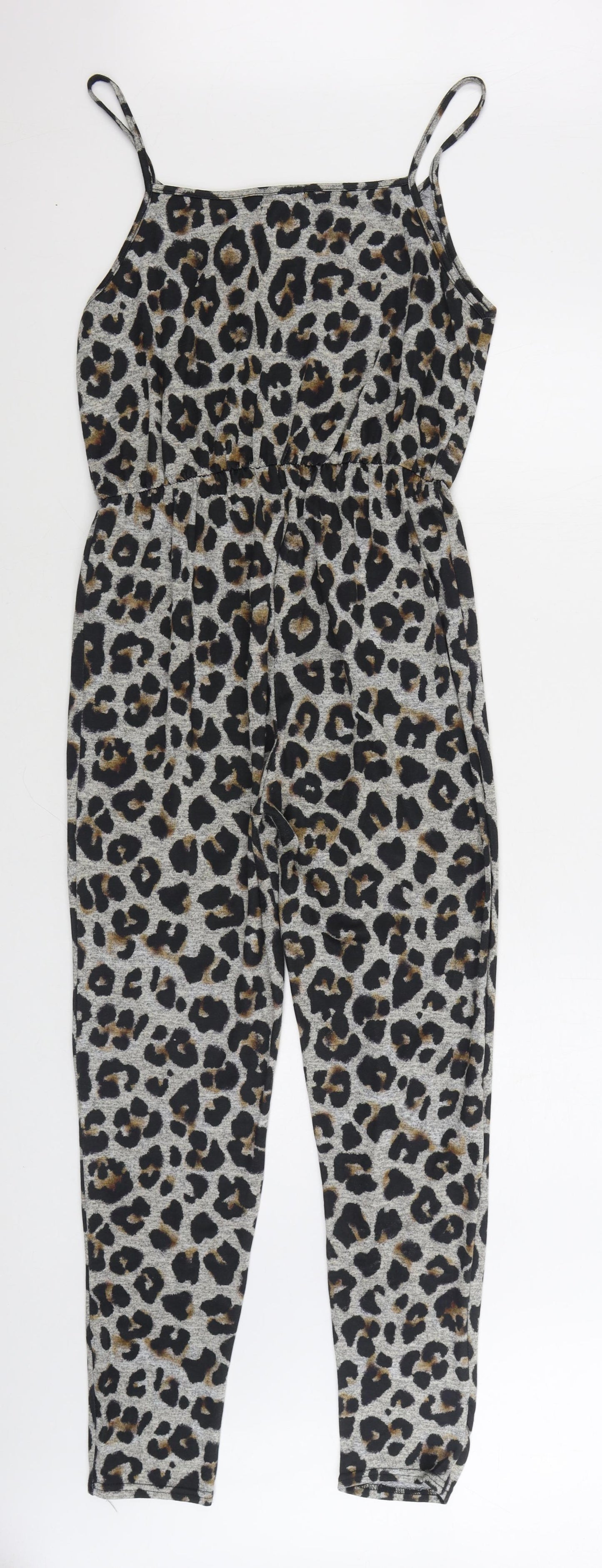 PRETTY LITTLE THING Womens Multicoloured Animal Print Polyester Jumpsuit One-Piece Size 14 Pullover