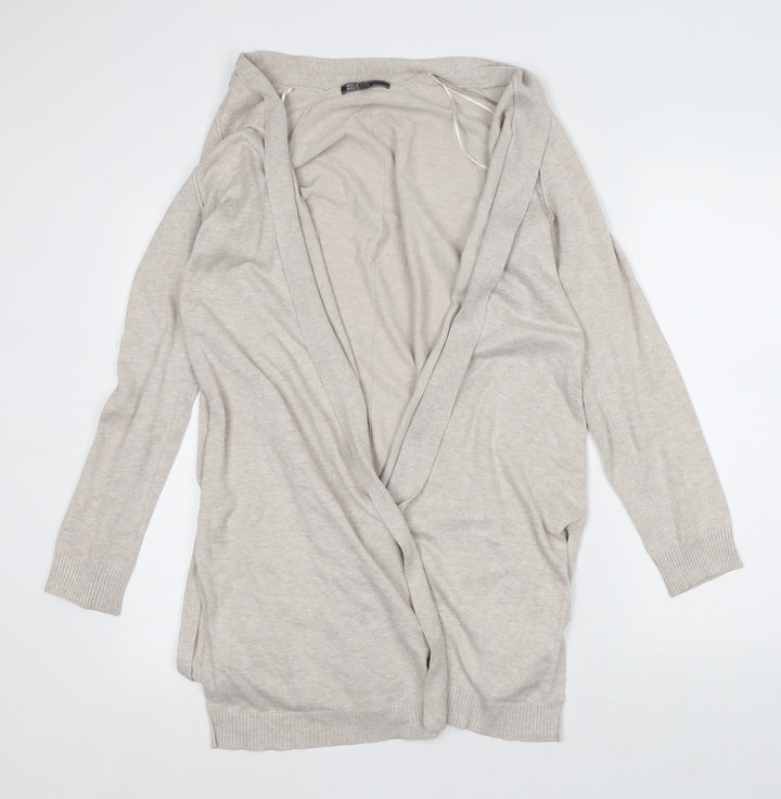 89th & Madison Womens Beige V-Neck Rayon Cardigan Jumper Size S