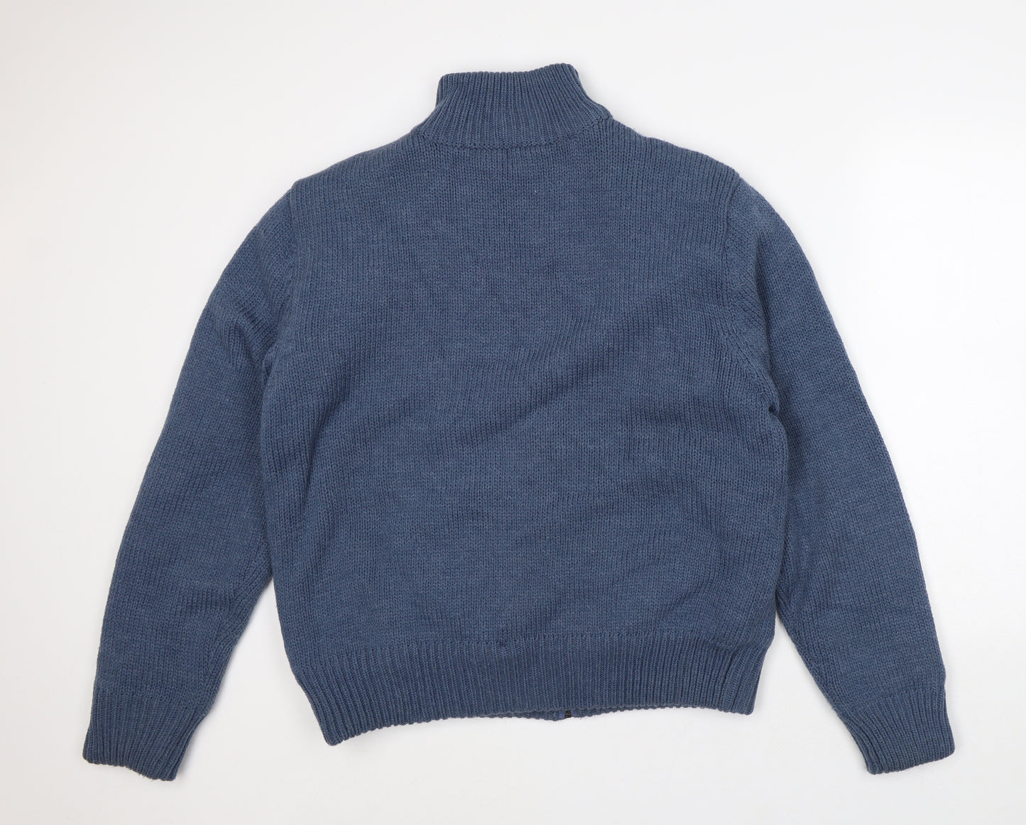 Dissident Mens Blue Mock Neck Acrylic Pullover Jumper Size M
