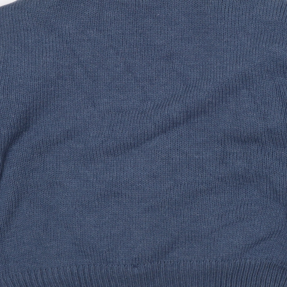 Dissident Mens Blue Mock Neck Acrylic Pullover Jumper Size M
