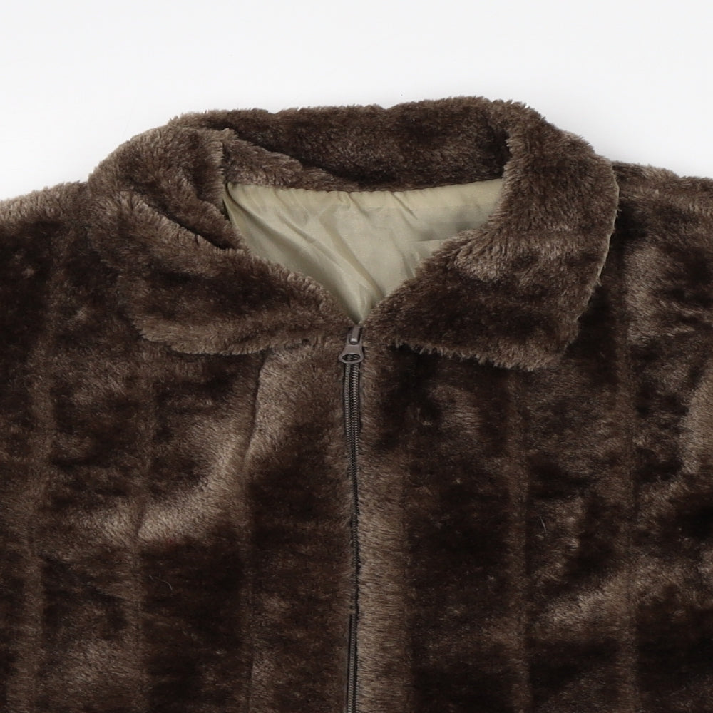 Preworn Womens Brown Collared Polyester Cape Jumper One Size - Faux Fur