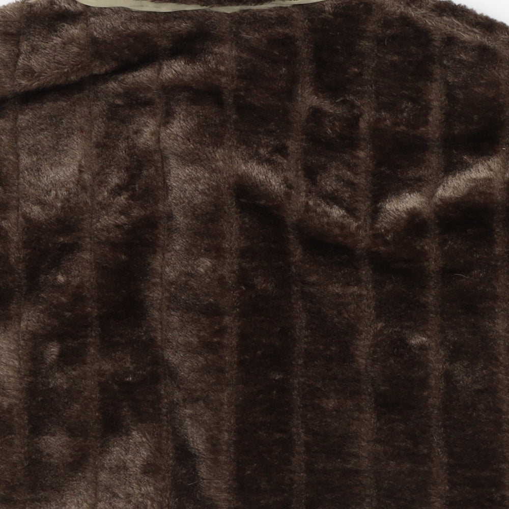 Preworn Womens Brown Collared Polyester Cape Jumper One Size - Faux Fur