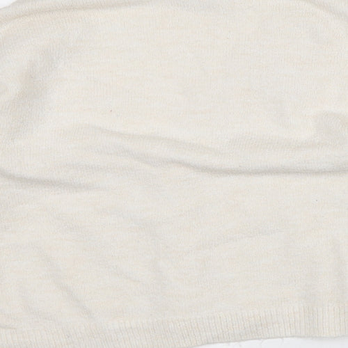 Primark Womens Beige V-Neck Geometric Acrylic Cardigan Jumper Size 12