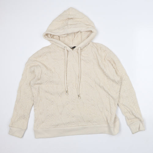 F&F Womens Beige Polyester Pullover Hoodie Size 12