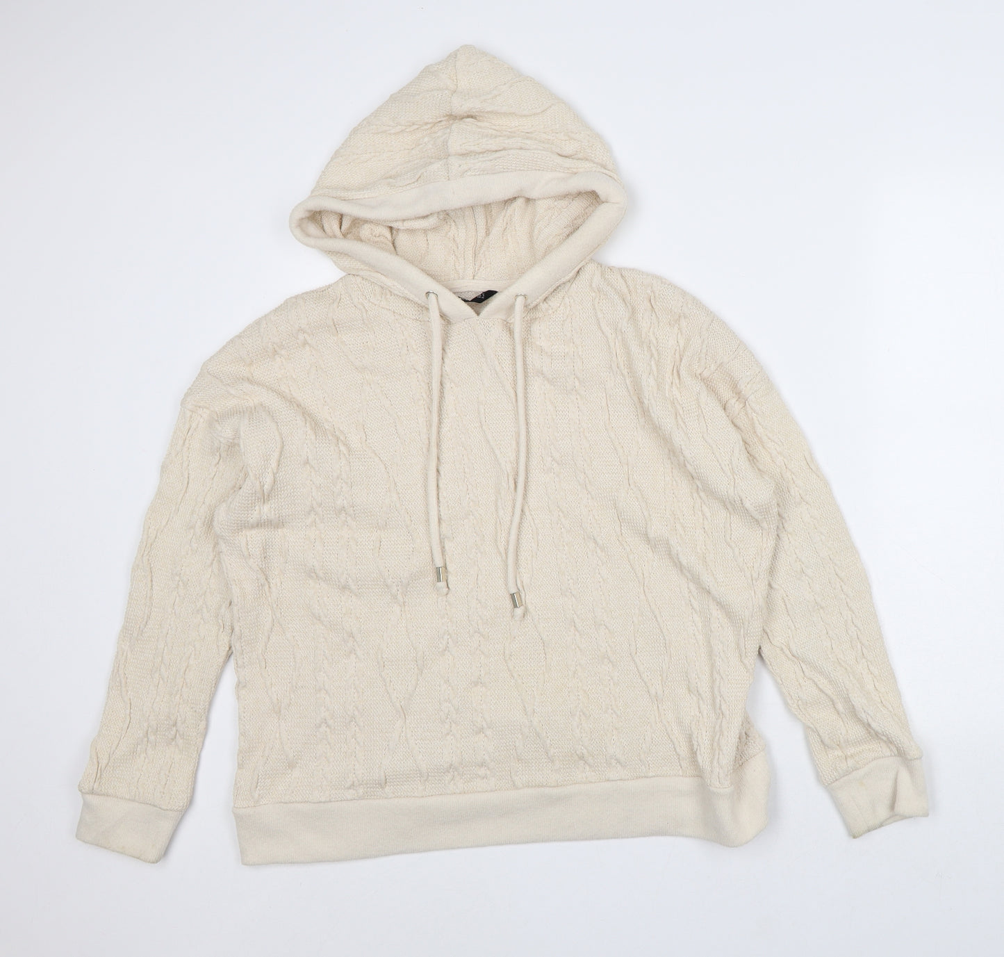 F&F Womens Beige Polyester Pullover Hoodie Size 12