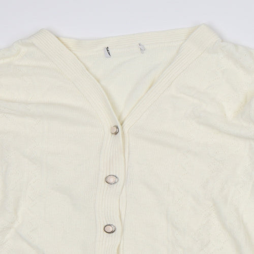 Preworn Womens Beige V-Neck Acrylic Cardigan Jumper Size XL
