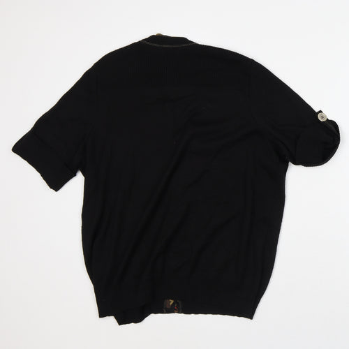 Faber Womens Black V-Neck Cotton Cardigan Jumper Size L