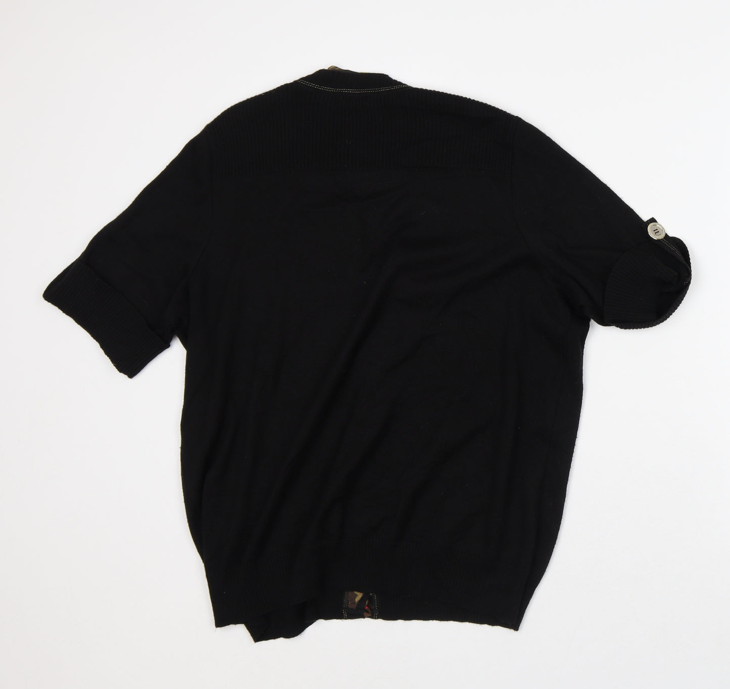Faber Womens Black V-Neck Cotton Cardigan Jumper Size L