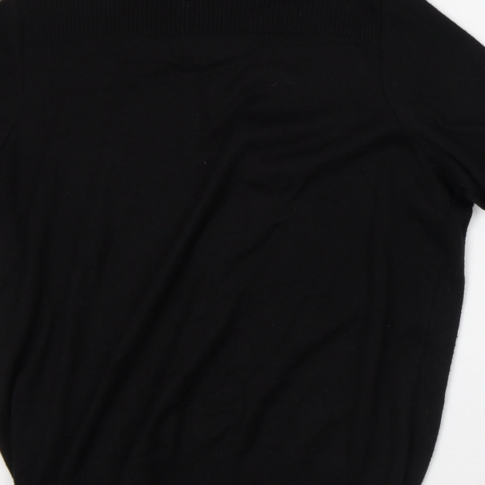Faber Womens Black V-Neck Cotton Cardigan Jumper Size L