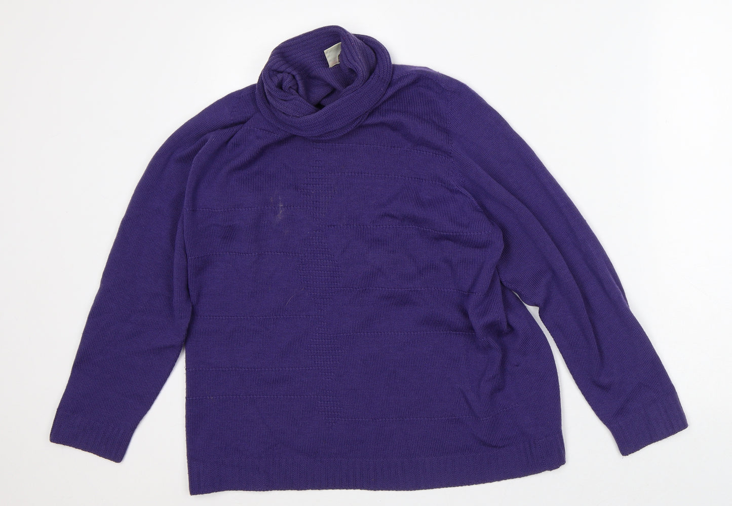 Di Strick Womens Purple Roll Neck Wool Pullover Jumper Size 16