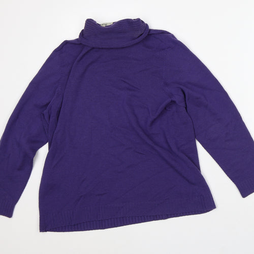 Di Strick Womens Purple Roll Neck Wool Pullover Jumper Size 16