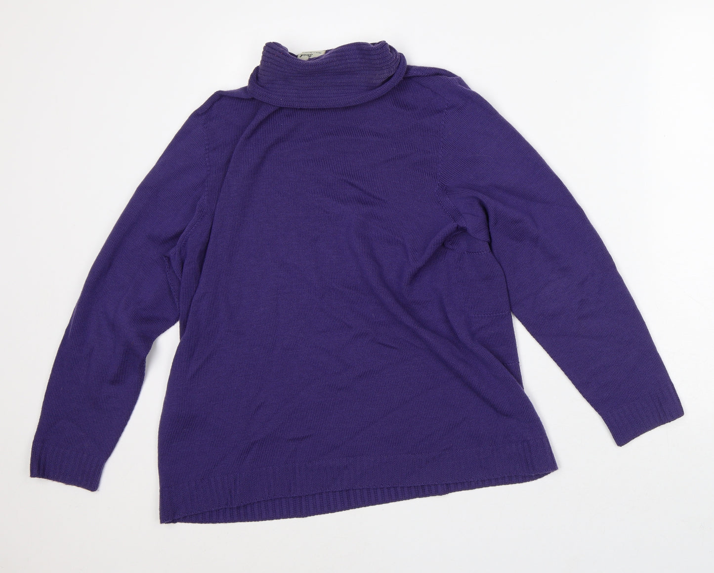 Di Strick Womens Purple Roll Neck Wool Pullover Jumper Size 16