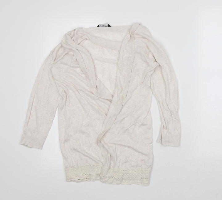 Dorothy Perkins Womens White Round Neck Cotton Cardigan Jumper Size 12