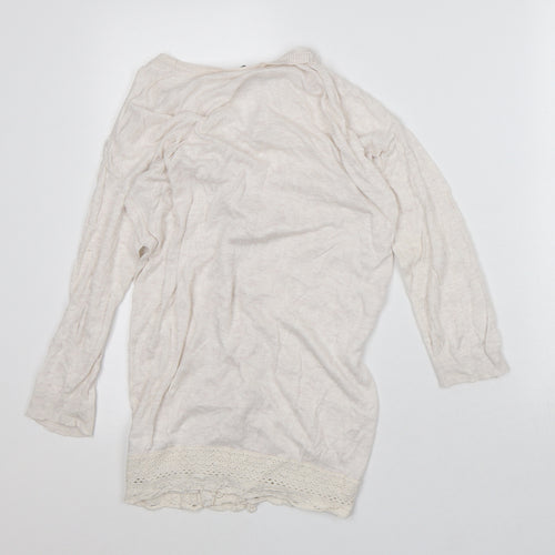 Dorothy Perkins Womens White Round Neck Cotton Cardigan Jumper Size 12