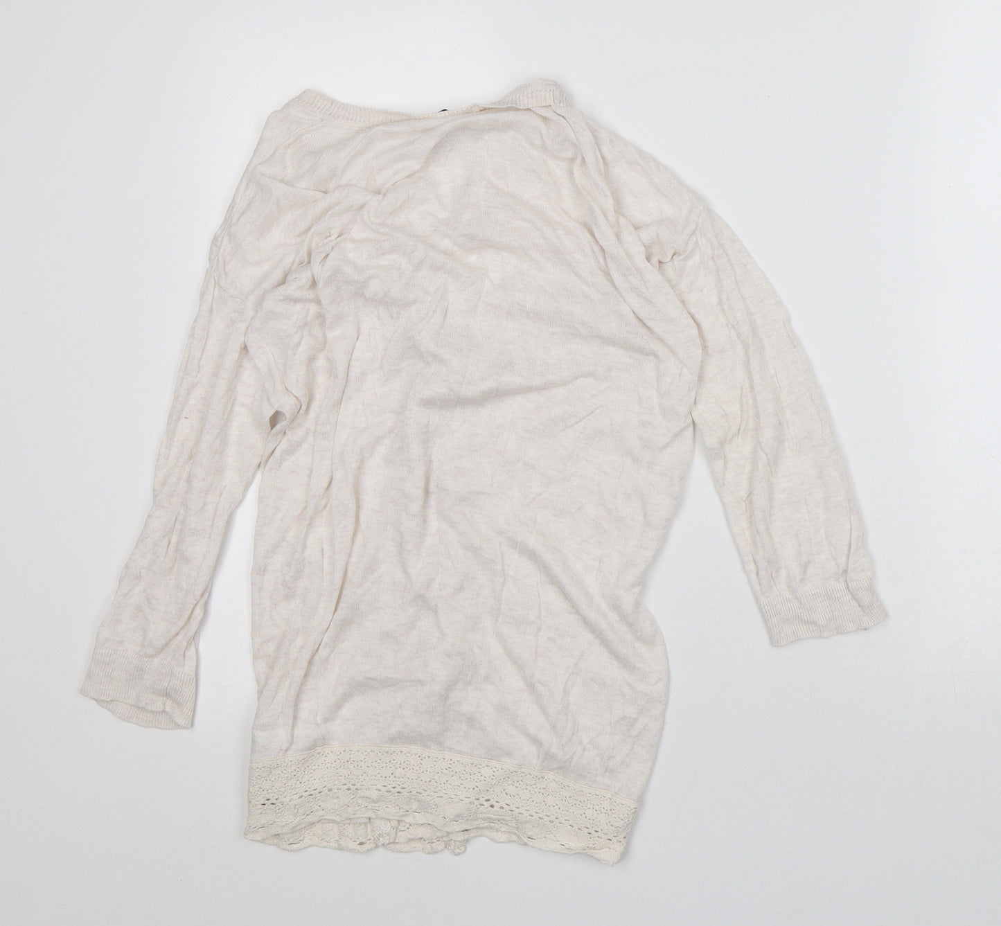 Dorothy Perkins Womens White Round Neck Cotton Cardigan Jumper Size 12