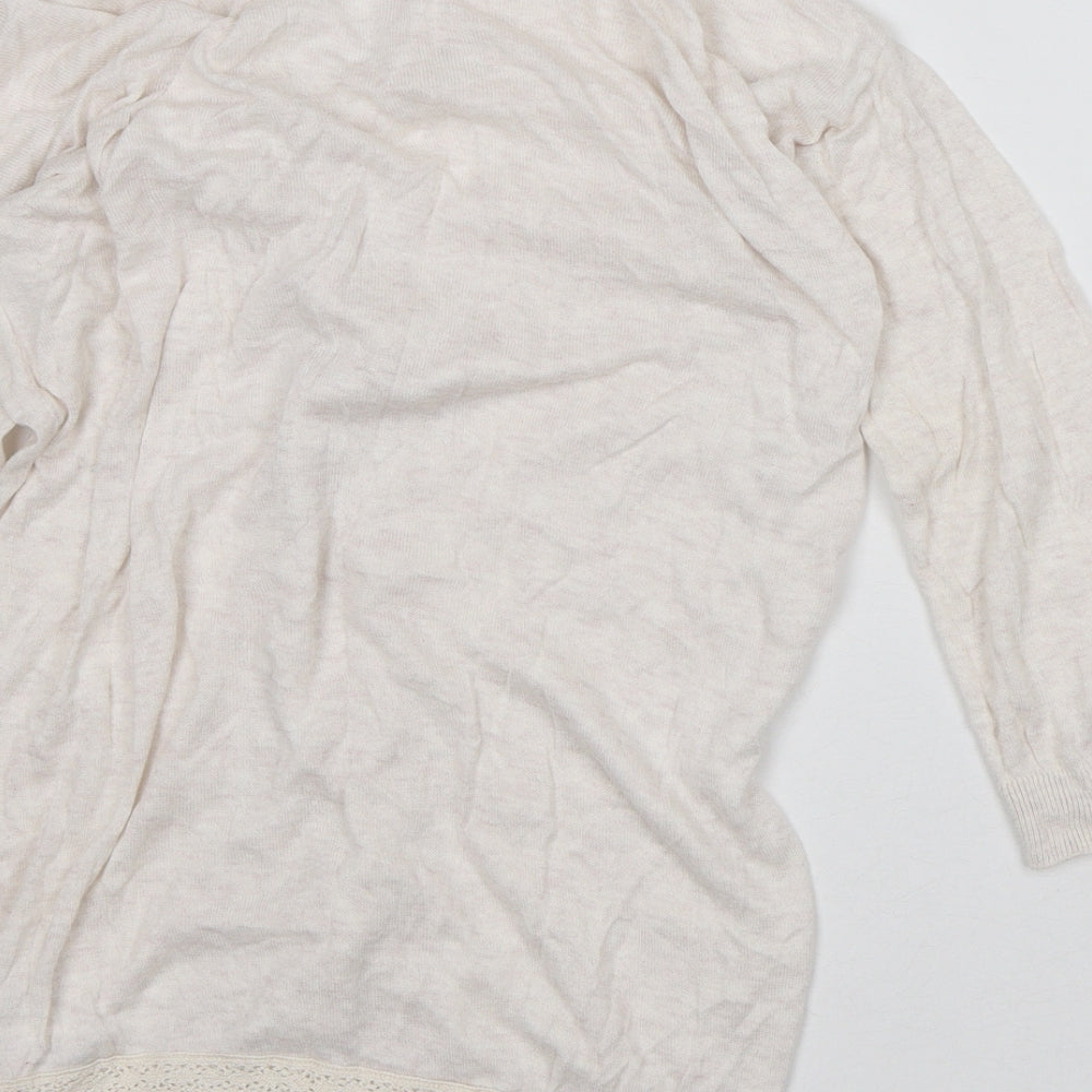 Dorothy Perkins Womens White Round Neck Cotton Cardigan Jumper Size 12