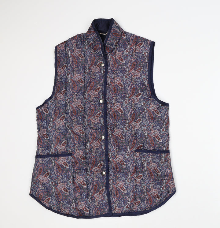 Preworn Womens Multicoloured Geometric Jacket Size 10 Snap - Gilet