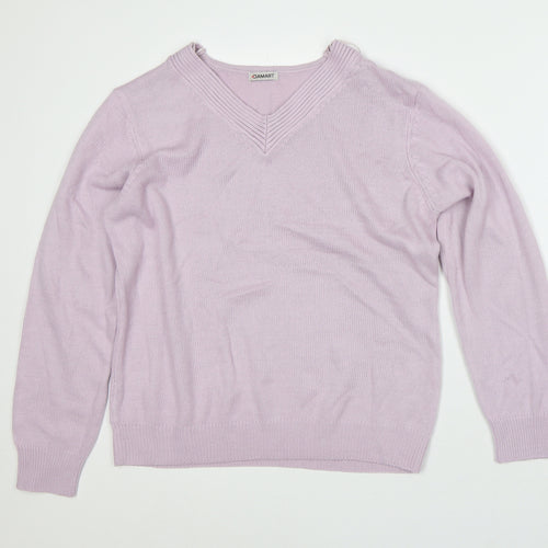 Damart Womens Pink V-Neck Acrylic Pullover Jumper Size 14