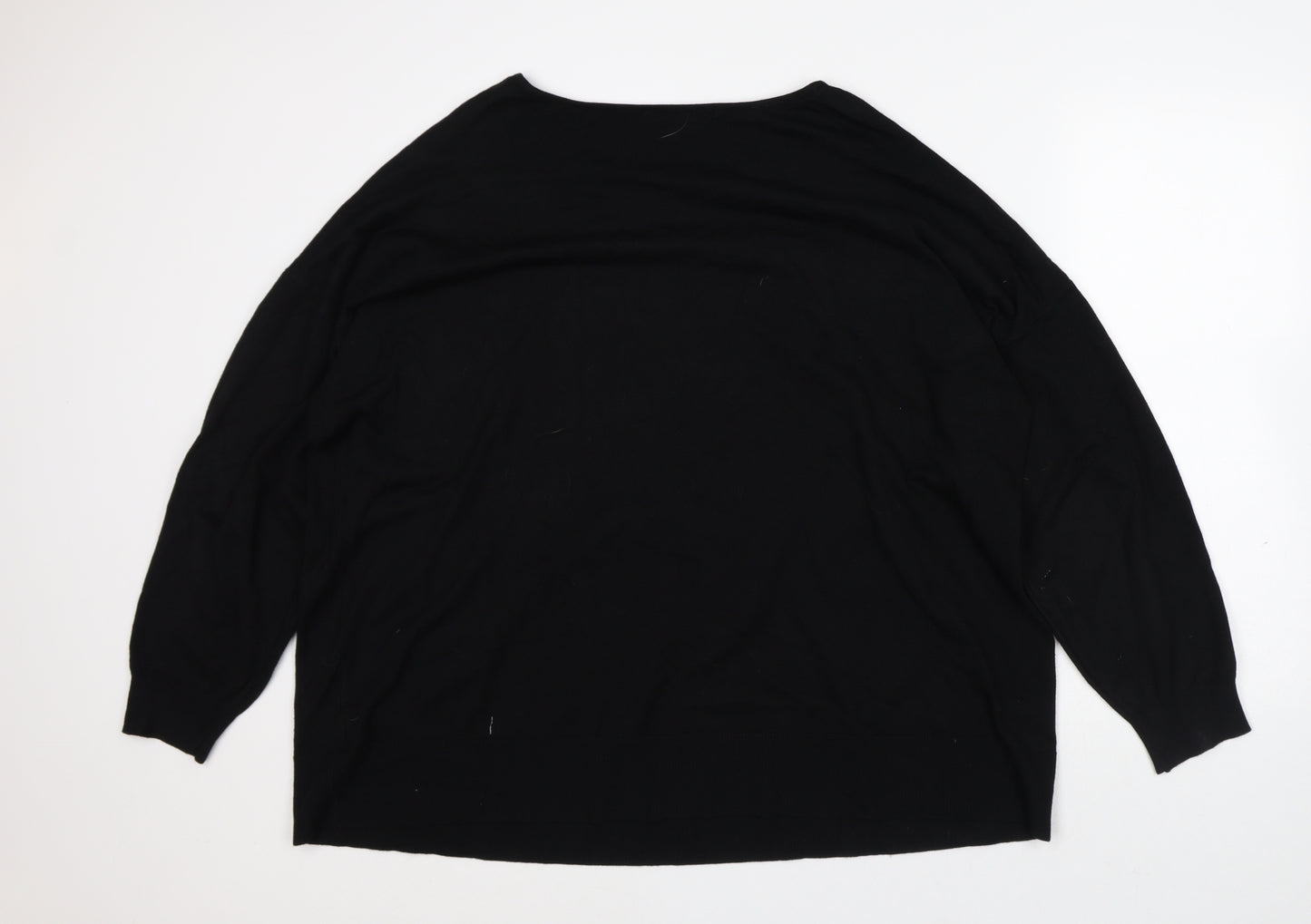 Love Knitwear Womens Black Crew Neck Viscose Pullover Jumper Size 24 - Birds
