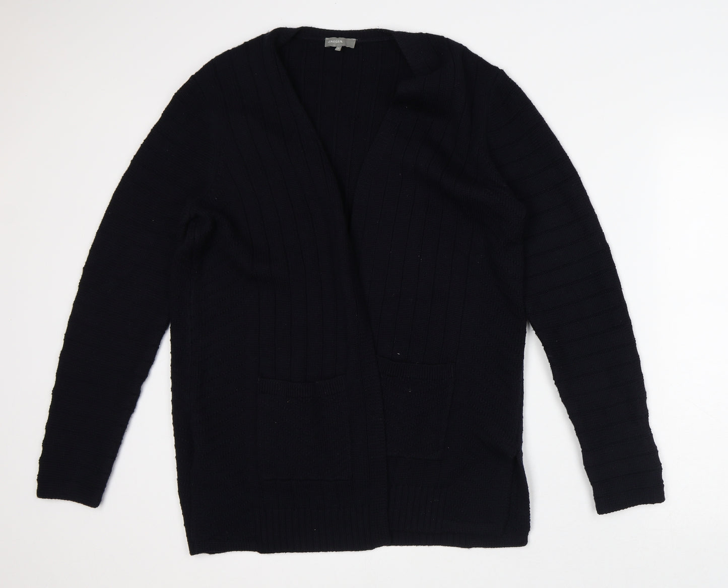 Jaeger Womens Black V-Neck Wool Cardigan Jumper Size M