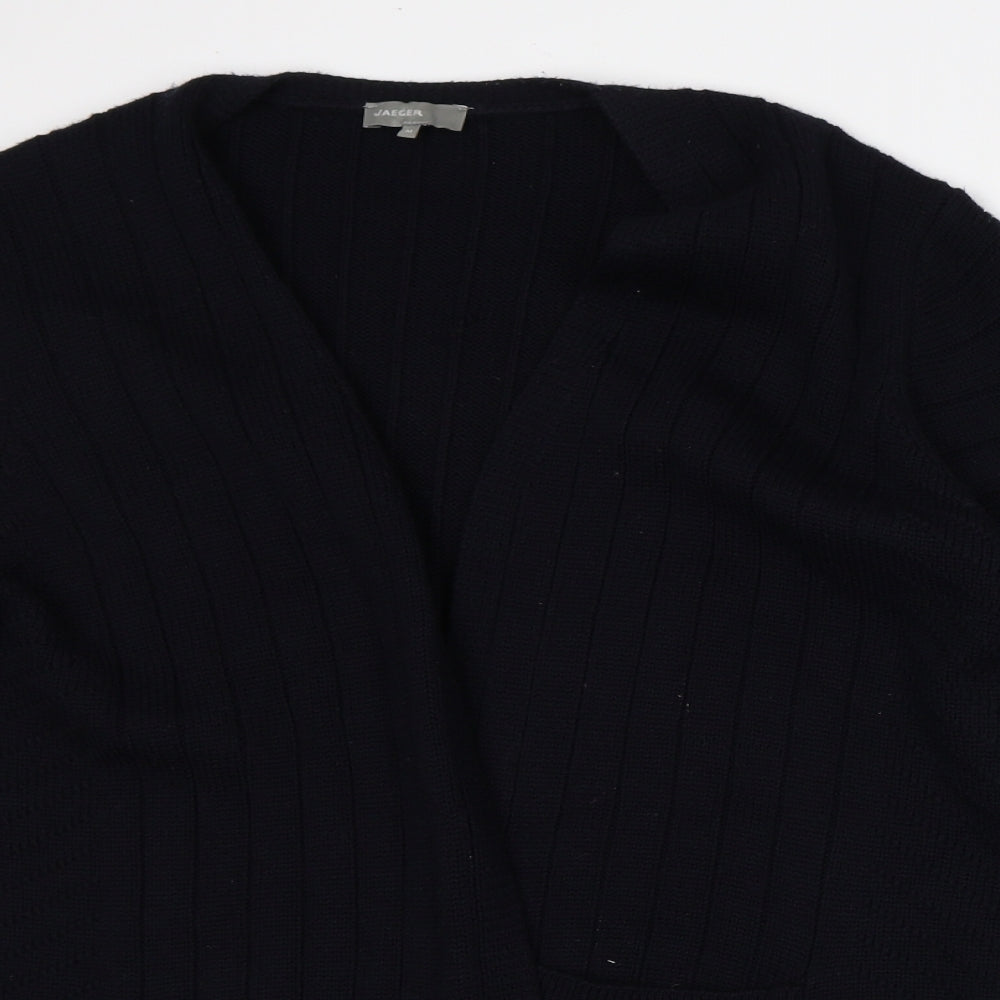 Jaeger Womens Black V-Neck Wool Cardigan Jumper Size M