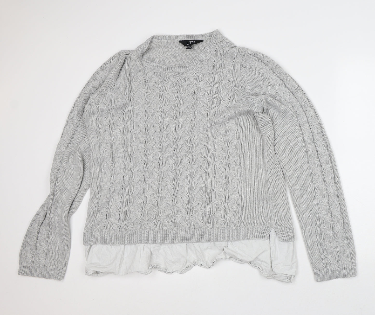 LTS Womens Grey Round Neck Acrylic Pullover Jumper Size 14