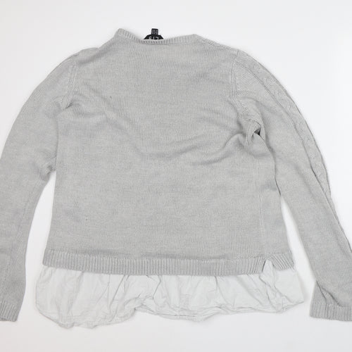LTS Womens Grey Round Neck Acrylic Pullover Jumper Size 14