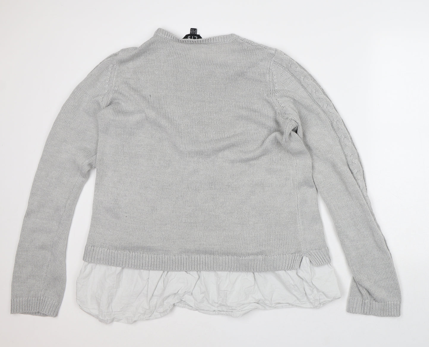 LTS Womens Grey Round Neck Acrylic Pullover Jumper Size 14
