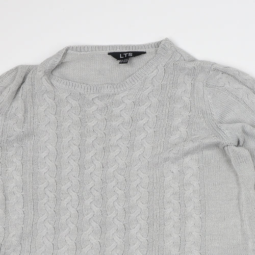 LTS Womens Grey Round Neck Acrylic Pullover Jumper Size 14