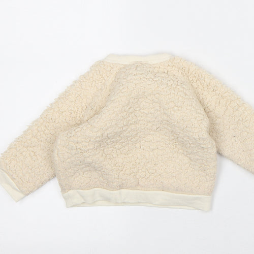 PL:Baby Baby Beige Polyester Pullover Jumper Size 9-12 Months Snap - Woolen Texture