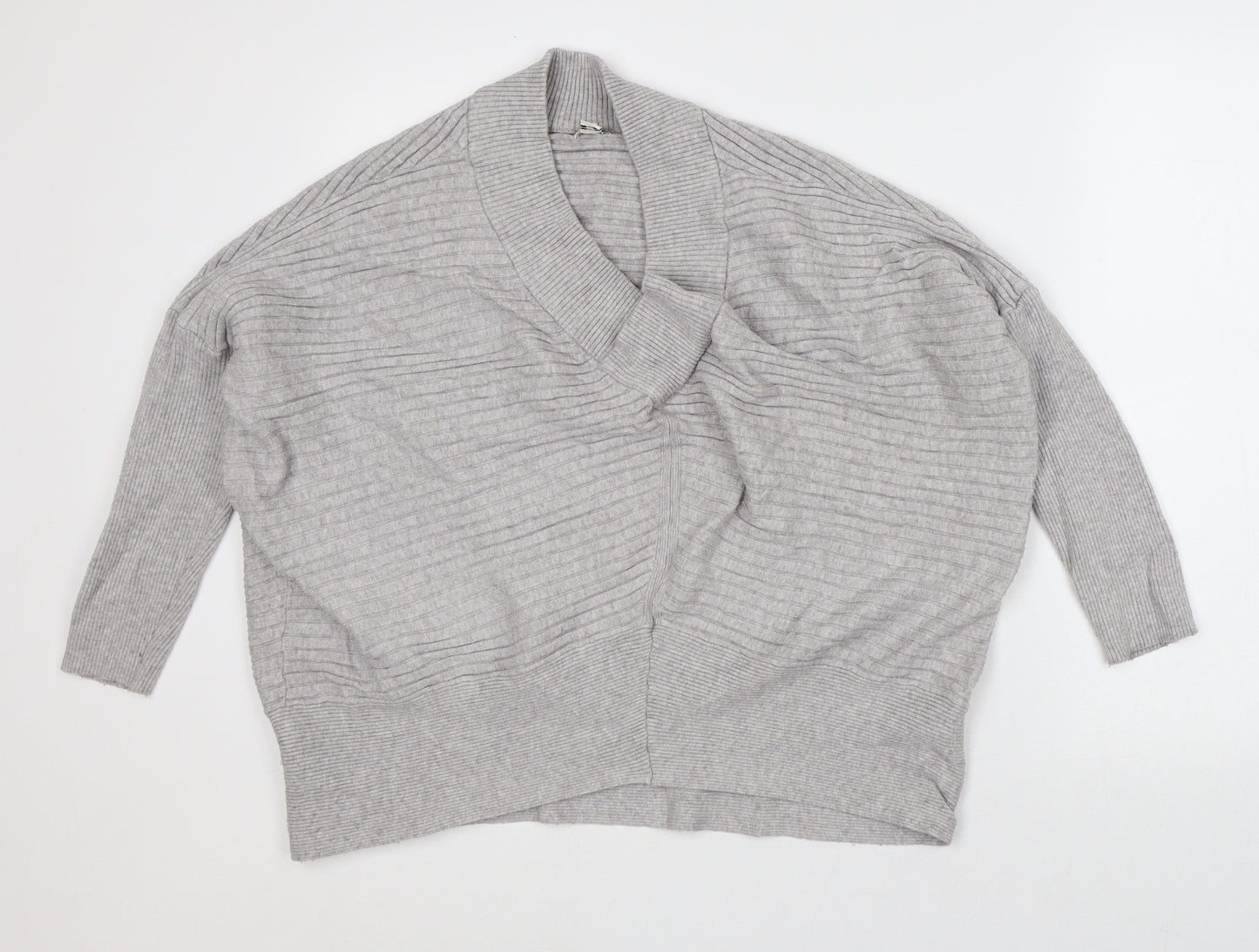 River Island Womens Grey V-Neck Polyester Pullover Jumper Size M