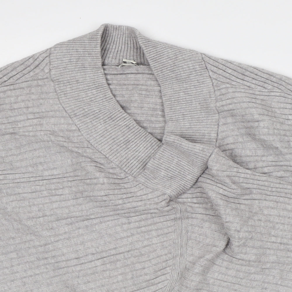 River Island Womens Grey V-Neck Polyester Pullover Jumper Size M