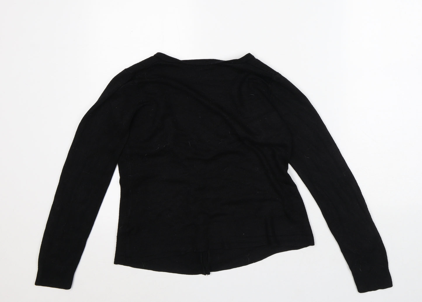 TU Womens Black Round Neck Acrylic Cardigan Jumper Size 10