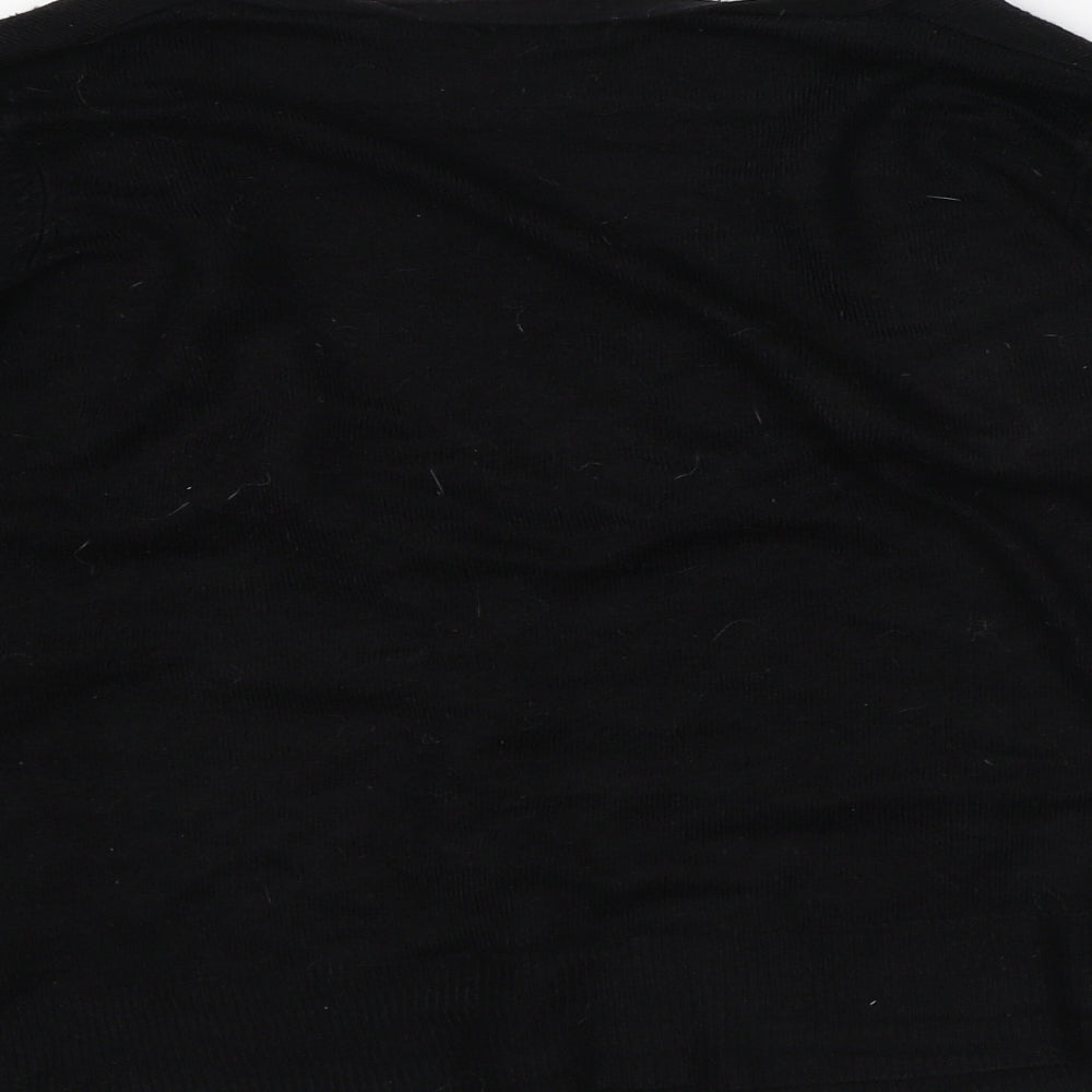 TU Womens Black Round Neck Acrylic Cardigan Jumper Size 10
