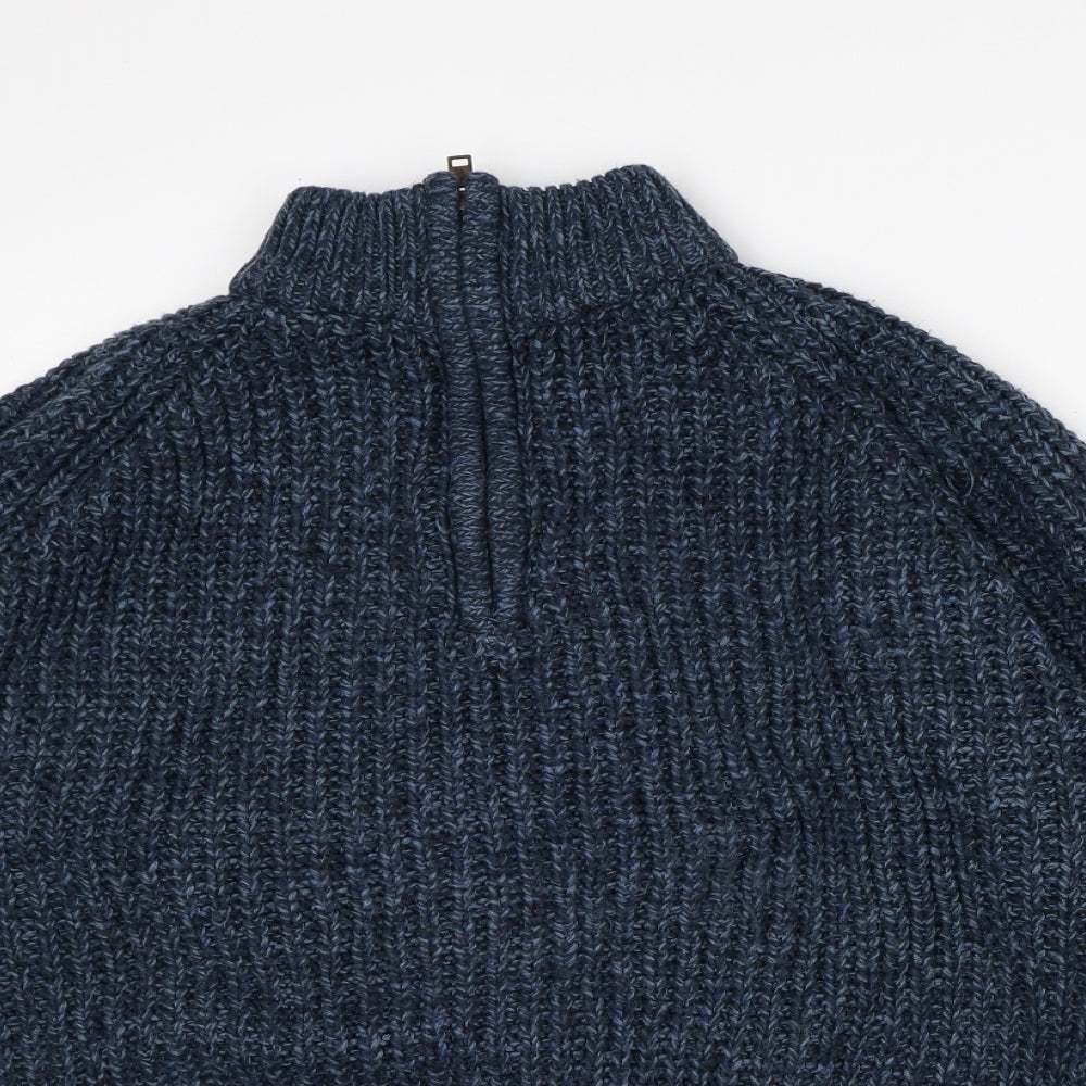 EWM Womens Blue High Neck Acrylic Pullover Jumper Size XL