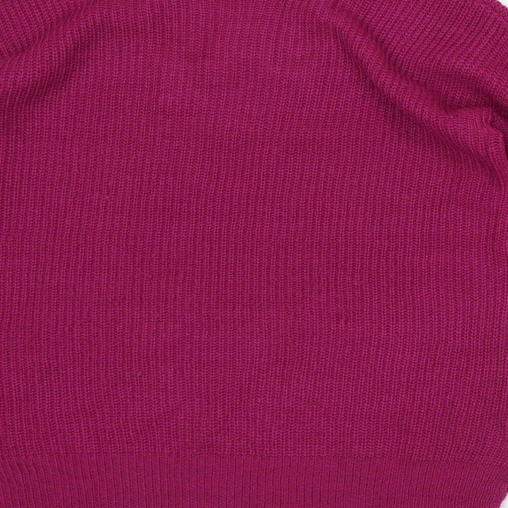 Pep & Co Womens Purple V-Neck Acrylic Pullover Jumper Size 12