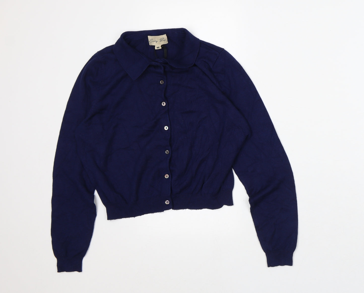 Lindy Bop Womens Blue Collared Viscose Cardigan Jumper Size M