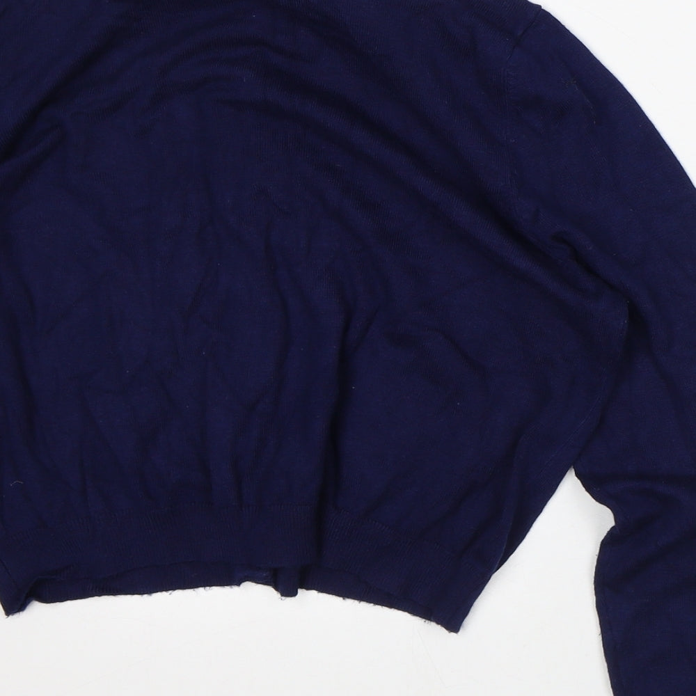 Lindy Bop Womens Blue Collared Viscose Cardigan Jumper Size M