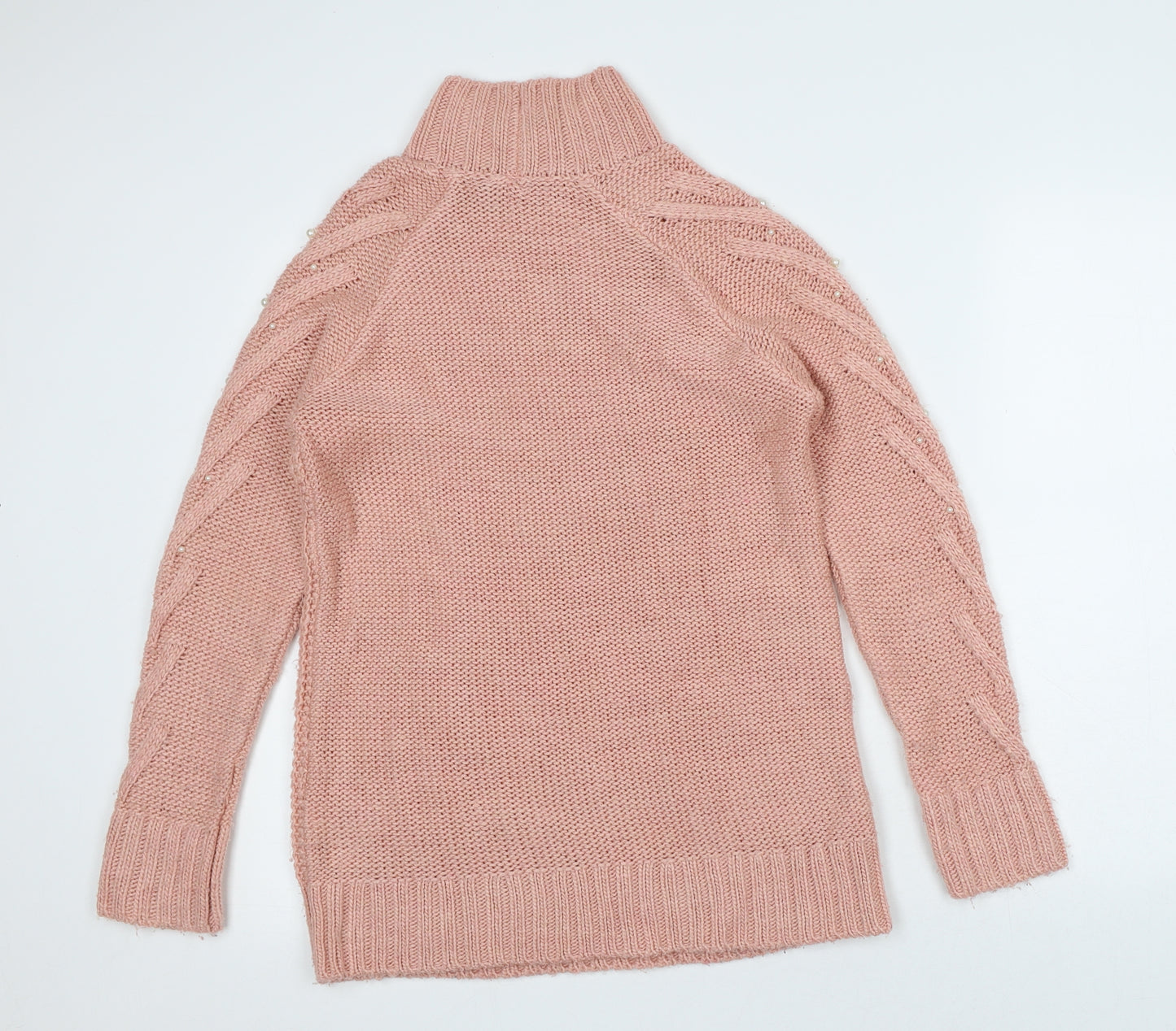 Marks and Spencer Womens Pink High Neck Acrylic Pullover Jumper Size S