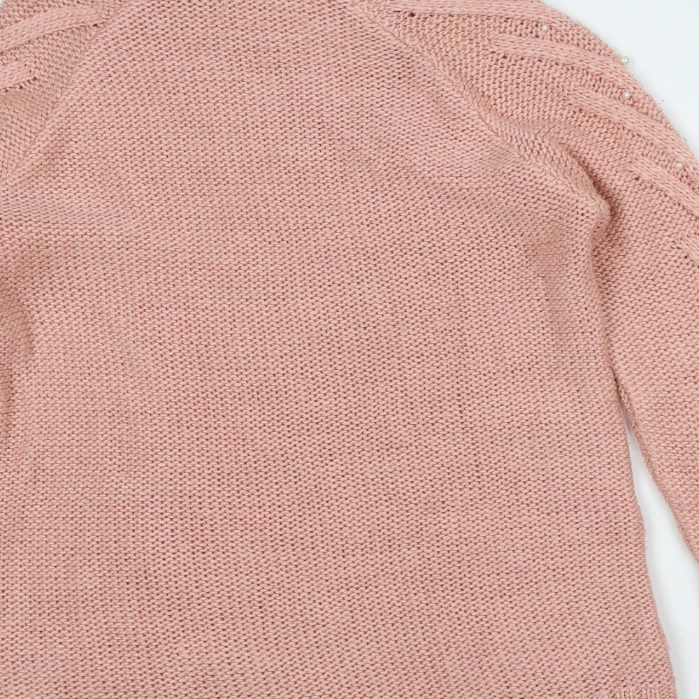 Marks and Spencer Womens Pink High Neck Acrylic Pullover Jumper Size S