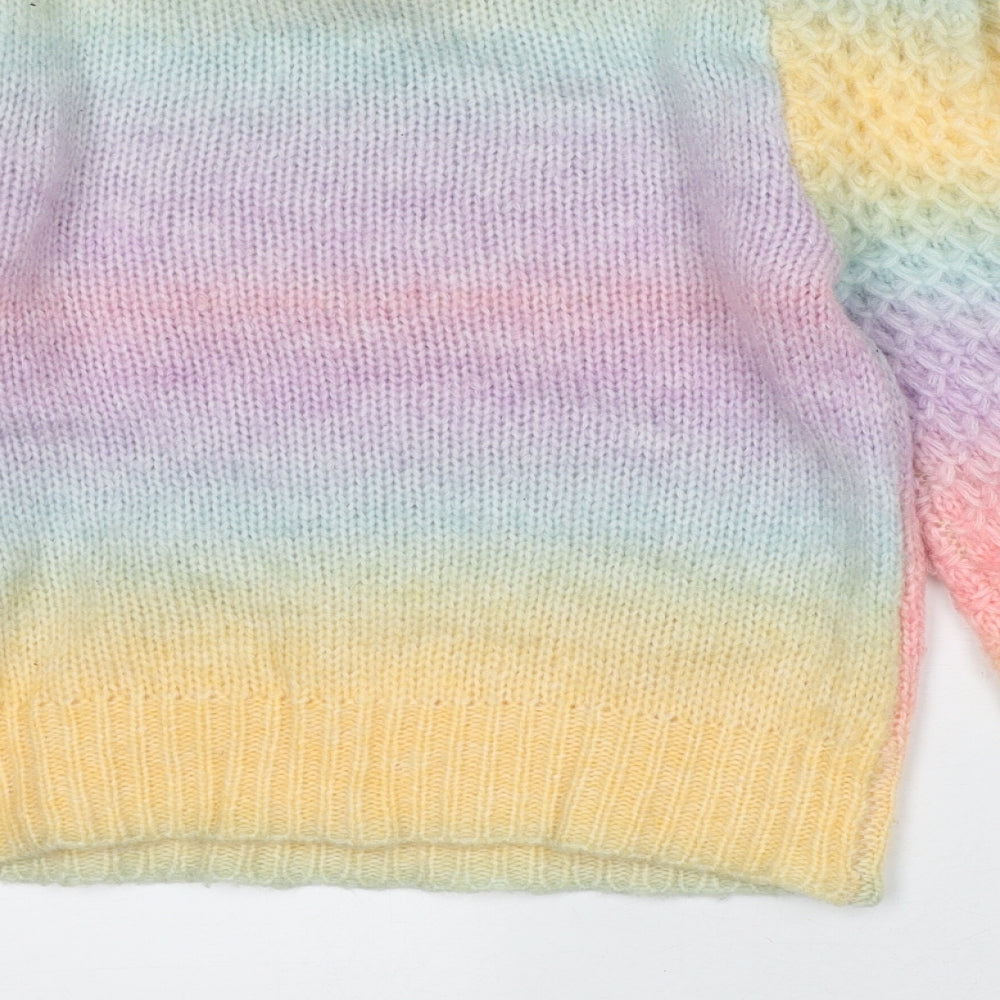 TU Womens Multicoloured Roll Neck Geometric Acrylic Pullover Jumper Size M