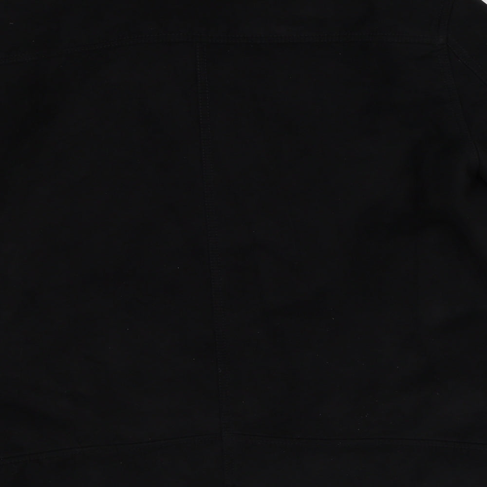 H&M Womens Black Biker Coat Size 16 Zip - Fleece Lined