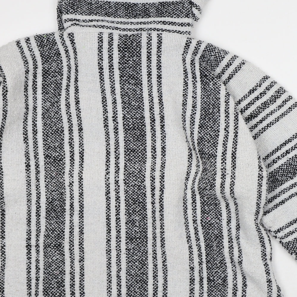 Siesta Womens White Striped Acrylic Pullover Hoodie Size L